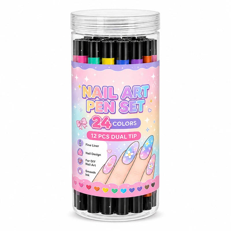 🎉 2026 Sale — Over 25,000 Sold!💅 24‑Colors Dual‑Ended Nail Art Pens‑DIY Manicure Drawing Set 🎨