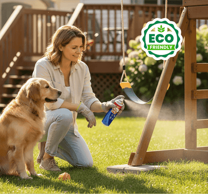 Leak repair spray used outdoors on a household surface