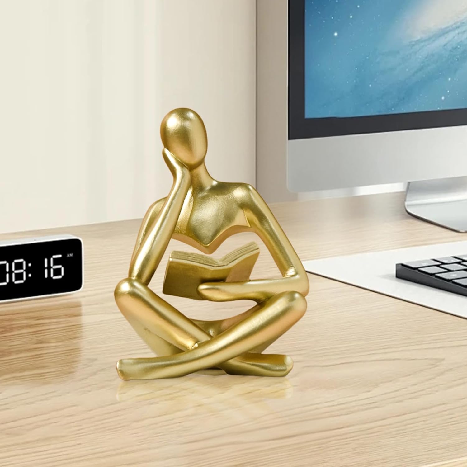 Bookshelf Decor Thinker Statue