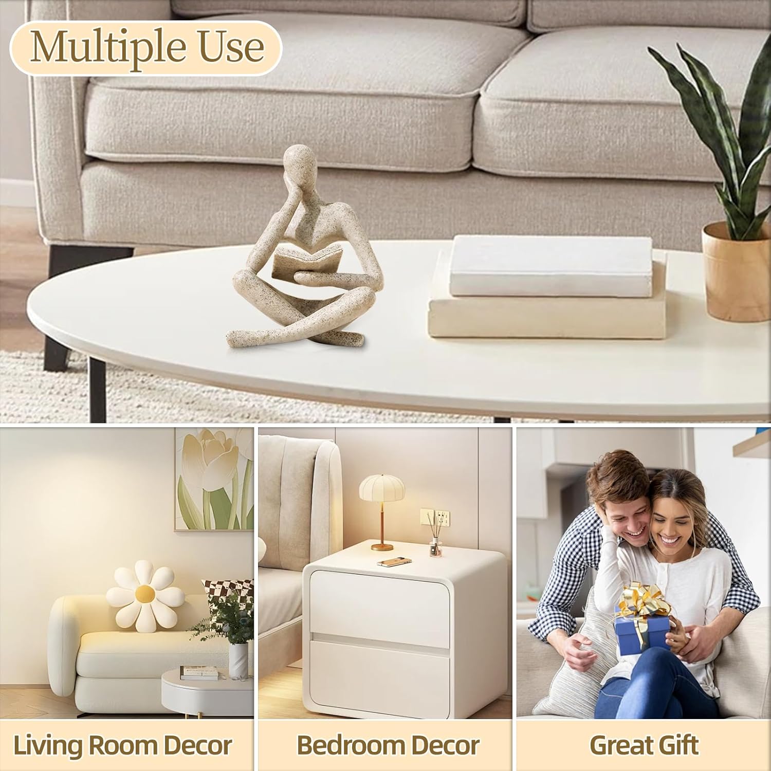 Bookshelf Decor Thinker Statue