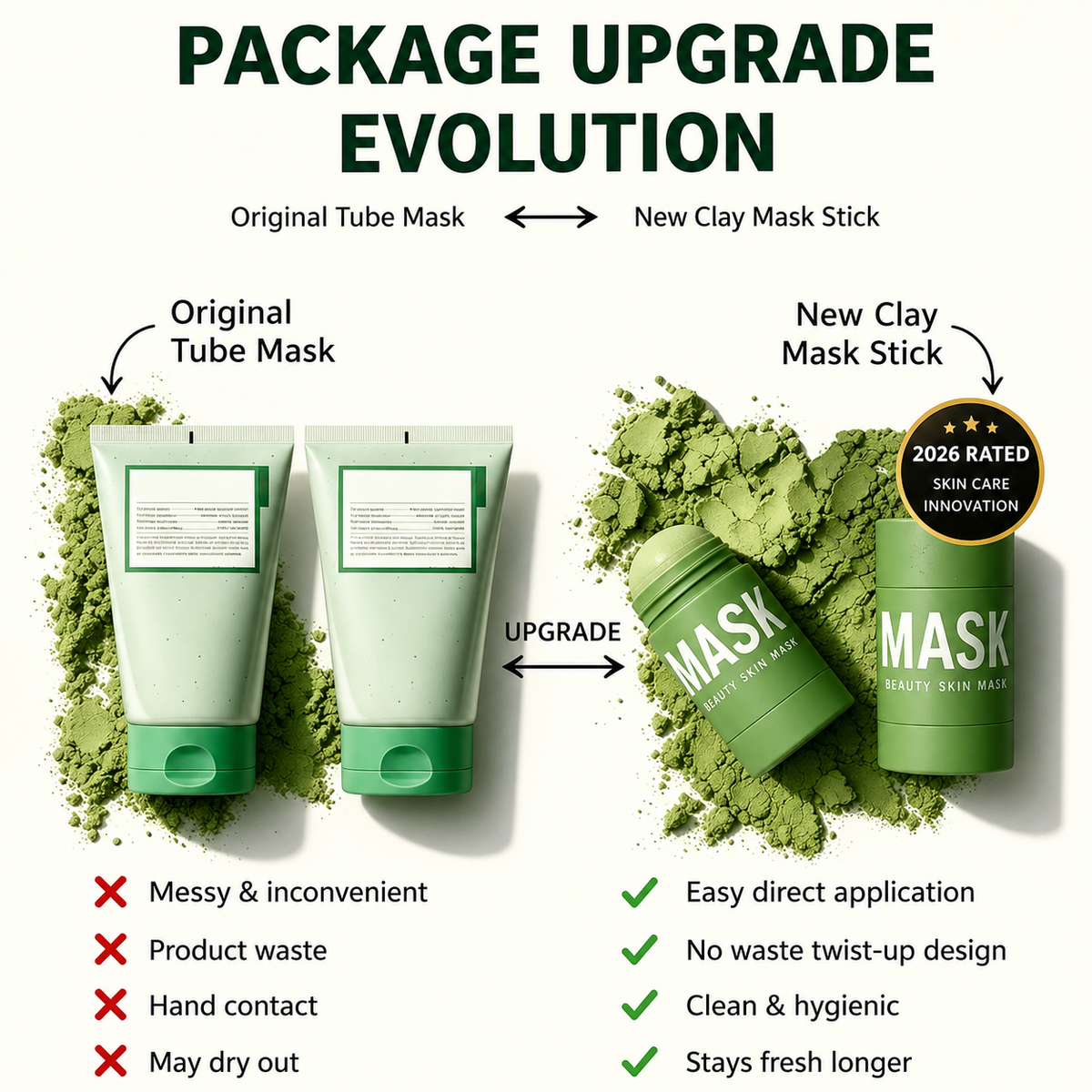 Yuccaglow™ Green Tea Deep Cleanse Mask Stick – Pore Refining & Oil Control Clay Mask by Yuccaglow